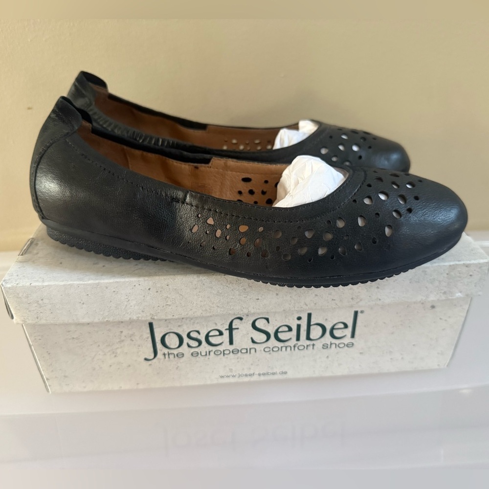 Josef Seibel Pippa 29 Ballet Flat‎ Size 37 leather EUR 37 US 6.5 7 black comfort